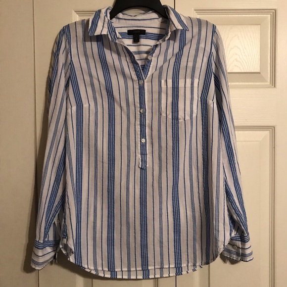 J. Crew Tops - J CREW Size 2 Women’s Shirt Top Blouse Blue White